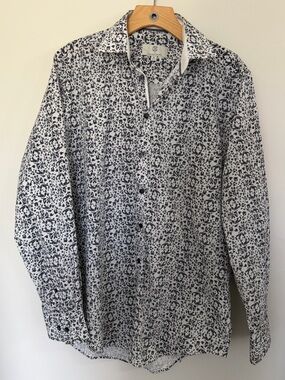 Men's | Christian Lacroix | White & Black Patterned Button-Up Shirt | M